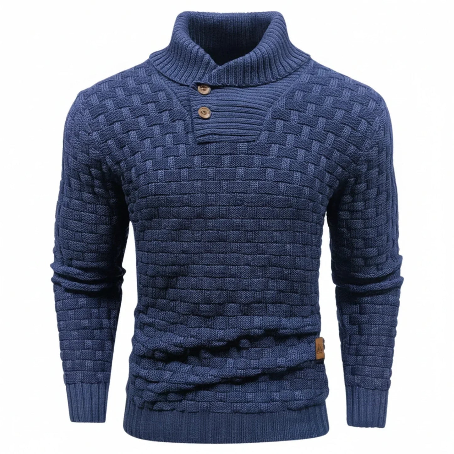 Maglione Uomo in Maglia Strutturata Collo con Bottoni