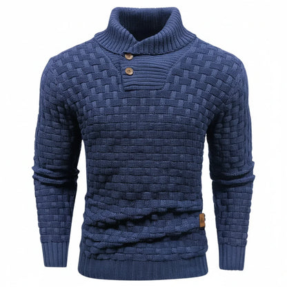 Maglione Uomo in Maglia Strutturata Collo con Bottoni