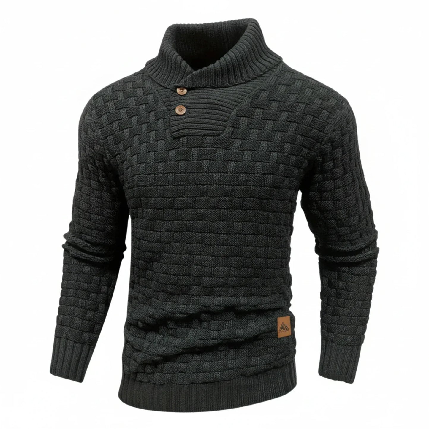 Maglione Uomo in Maglia Strutturata Collo con Bottoni