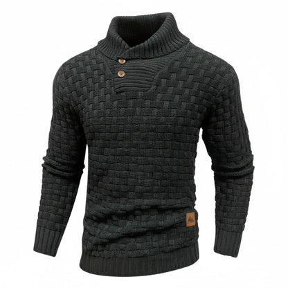Maglione Uomo in Maglia Strutturata Collo con Bottoni