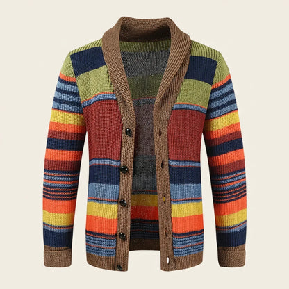 Cardigan Uomo a Righe in Maglia con Bottoni - Brentozzi
