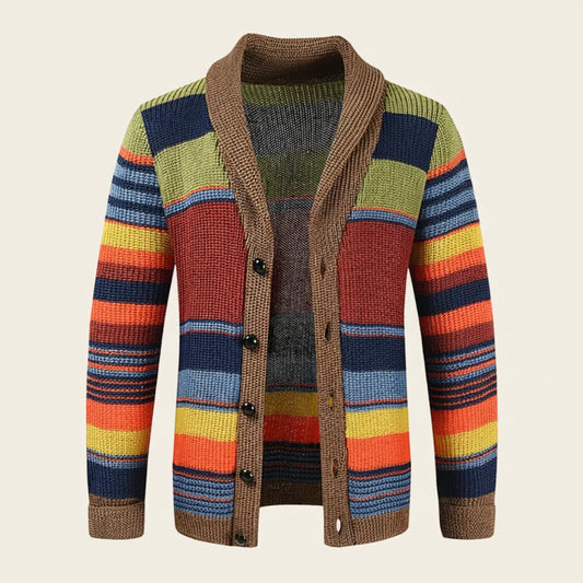 Cardigan Uomo a Righe in Maglia con Bottoni - Brentozzi