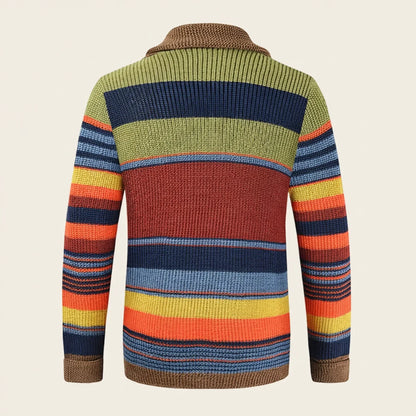 Cardigan Uomo a Righe in Maglia con Bottoni