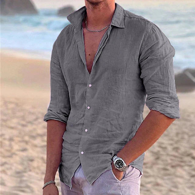 Camicia Uomo Casual Tessuto Morbido Vestibilità Comoda
