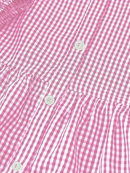 Mini robe à rayures en coton léger, boutons décoratifs, col classique et manches 3/4, idéale pour le printemps et l'été.