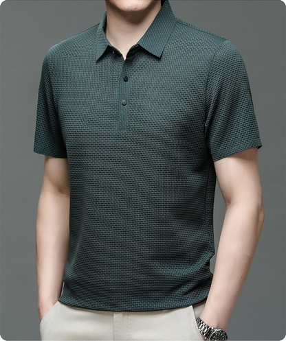 Polo Uomo Manica Corta Tessuto Strutturato Stile Casual