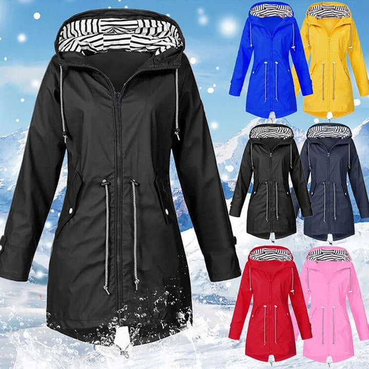 Giacca Antipioggia Donna con Cappuccio Impermeabile Outdoor