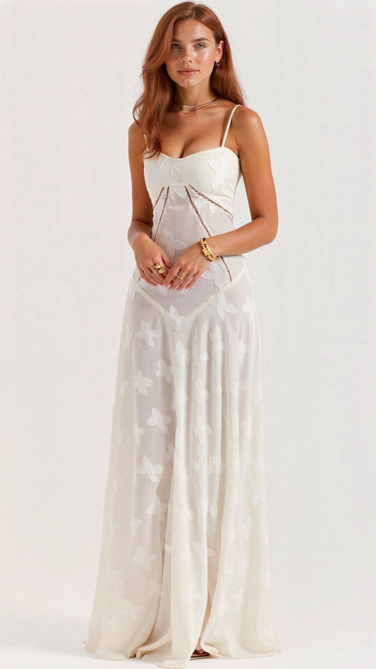 Abito Maxidress Donna Stile Boho Motivo Farfalle - Brentozzi