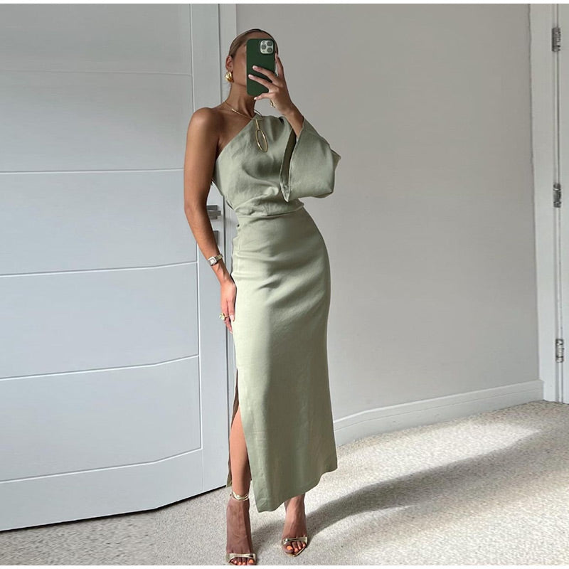 Abito Maxi Donna Taglio Asimmetrico - Brentozzi