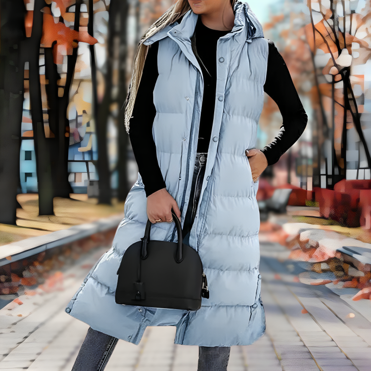 Parka Imbottito Donna Senza Maniche Vestibilità Elegante