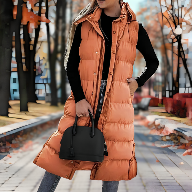 Parka Imbottito Donna Senza Maniche Vestibilità Elegante