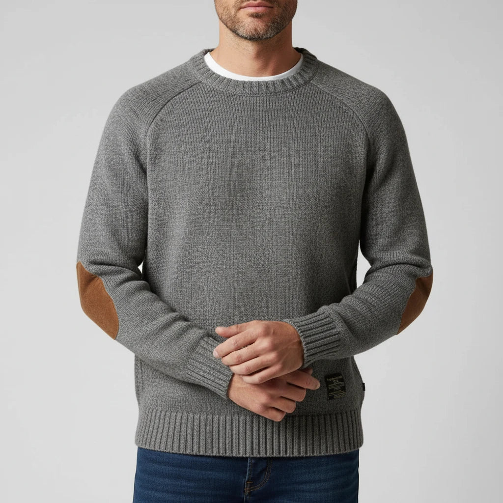 Maglione Uomo Girocollo con Bordo a Costine