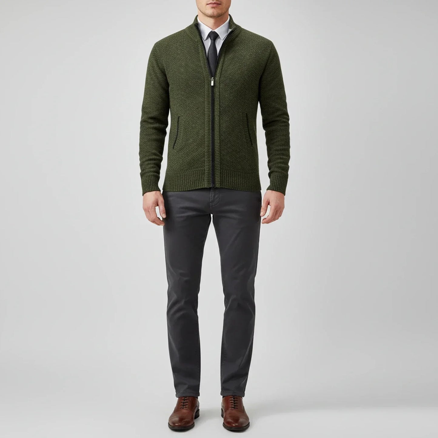 Cardigan Uomo in Maglia con Chiusura Frontale con Zip