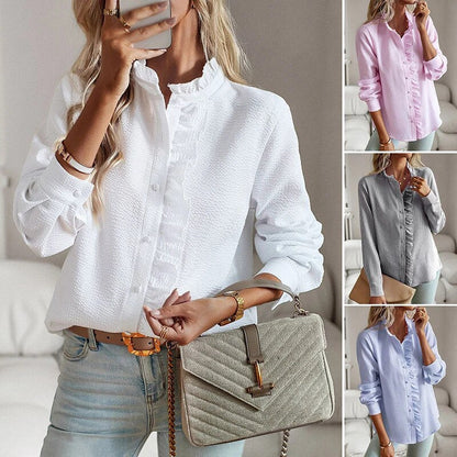 Blusa Donna Manica Lunga con Bottoni Classica