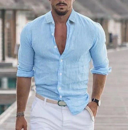 Camicia Uomo Estiva Tessuto Leggero Vestibilità Comoda