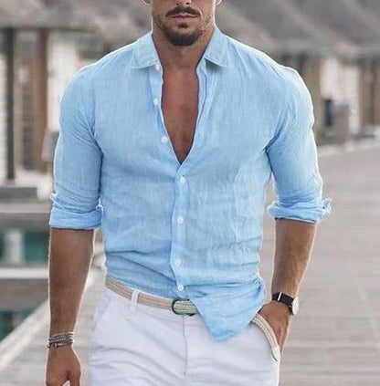 Camicia Uomo Estiva Tessuto Leggero Vestibilità Comoda