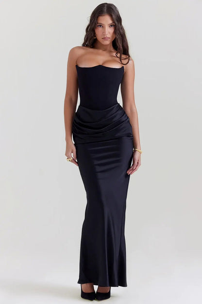 Abito Maxi Donna Corsetto Sospeso Senza Spalline