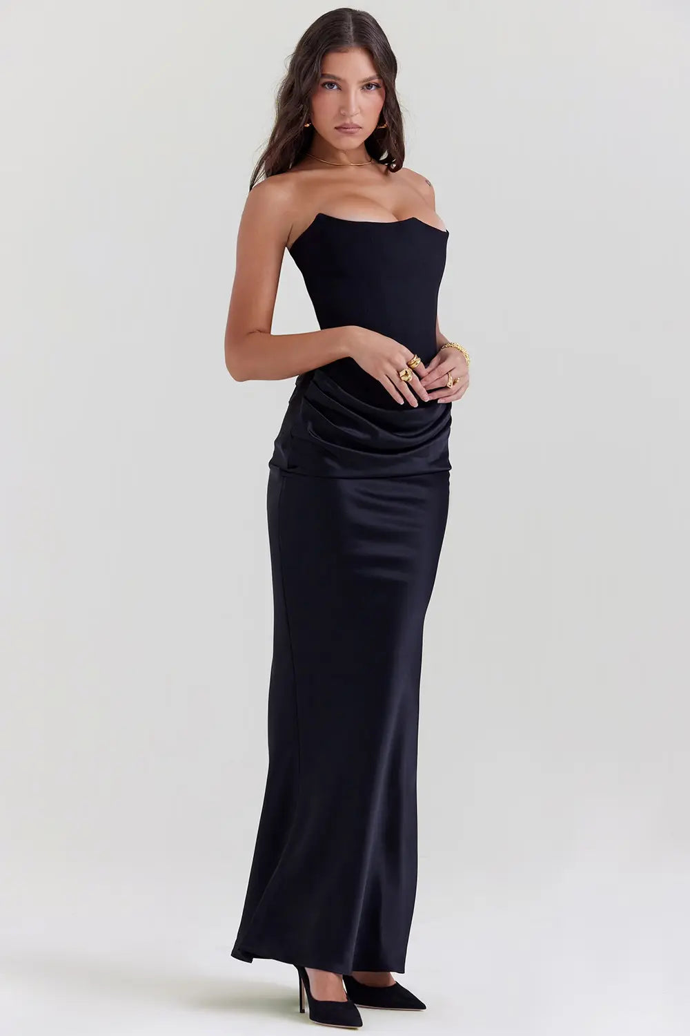Abito Maxi Donna Corsetto Sospeso Senza Spalline