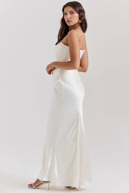 Abito Maxi Donna Corsetto Sospeso Senza Spalline
