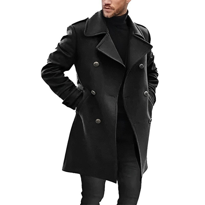 Cappotto Uomo Doppiopetto in Misto Lana Stile Classico Invernale