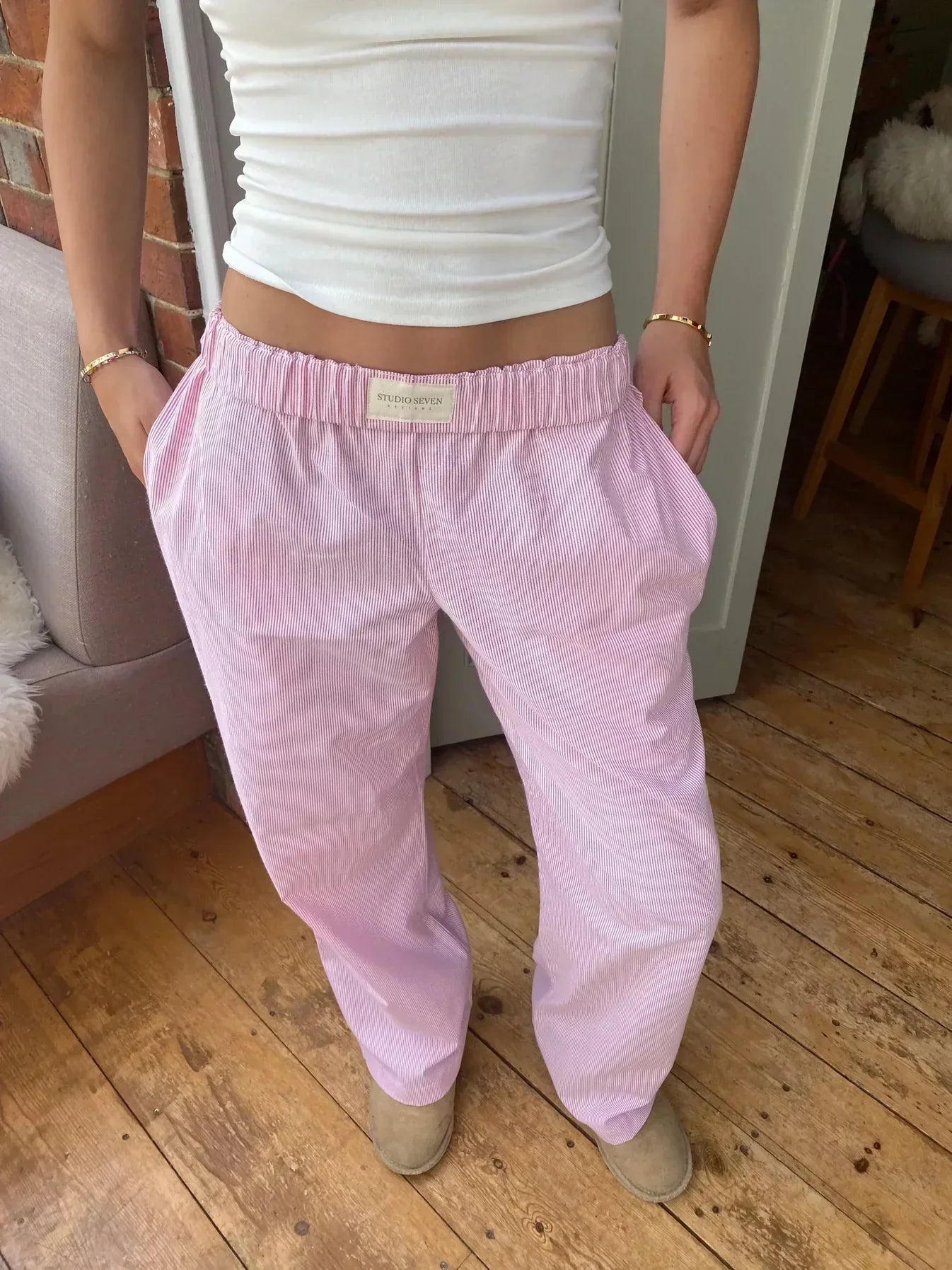 Pantaloni Donna a Righe con Elastico in Vita Comodi - Brentozzi