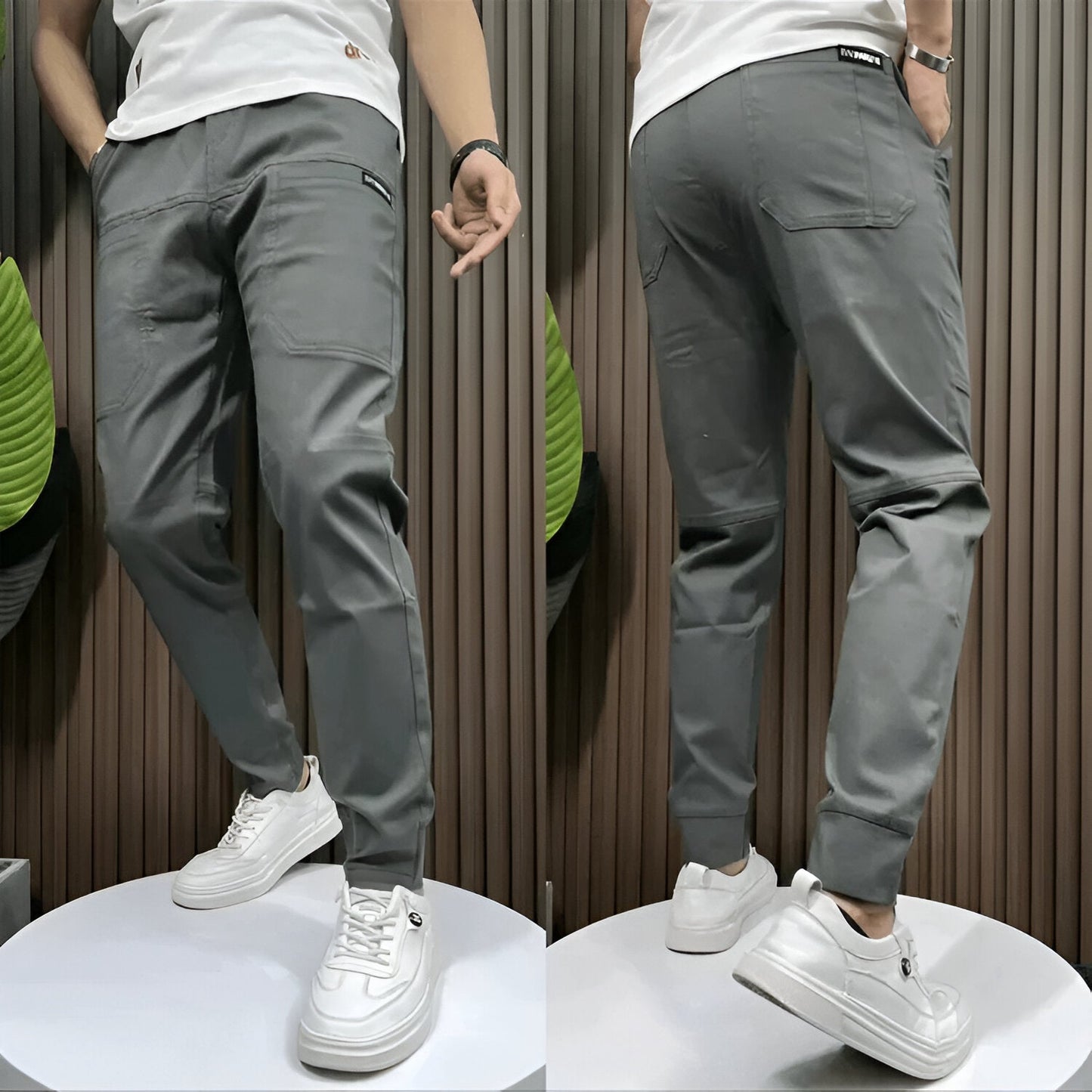 Pantaloni Cargo Uomo in Tessuto Stretch Vestibilità Regolare