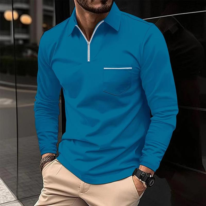 Polo Uomo Manica Lunga con Chiusura a Zip