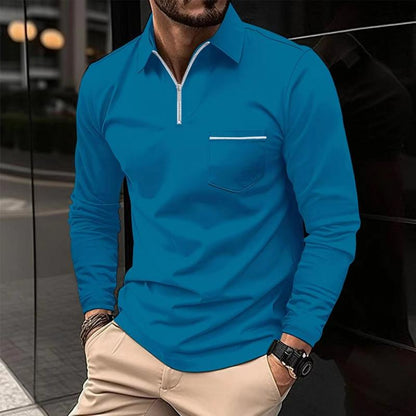 Polo Uomo Manica Lunga con Chiusura a Zip