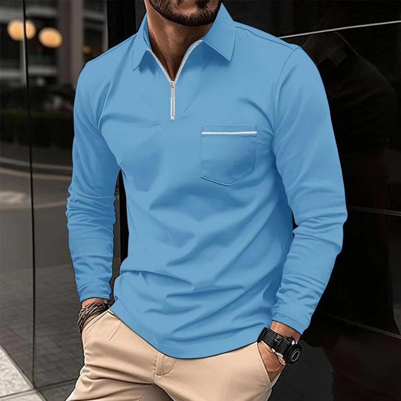 Polo Uomo Manica Lunga con Chiusura a Zip