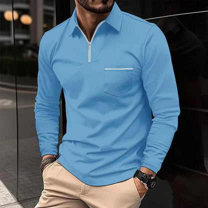 Polo Uomo Manica Lunga con Chiusura a Zip