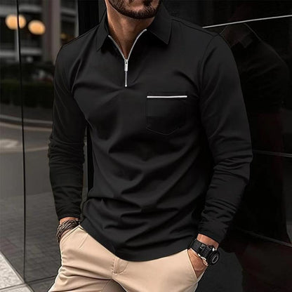 Polo Uomo Manica Lunga con Chiusura a Zip