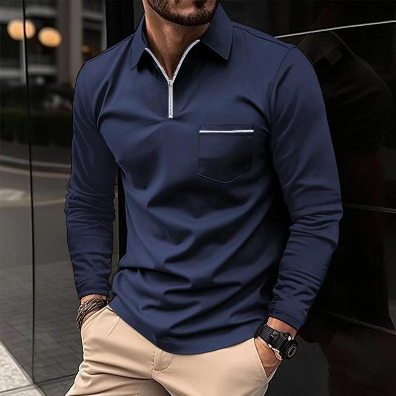 Polo Uomo Manica Lunga con Chiusura a Zip