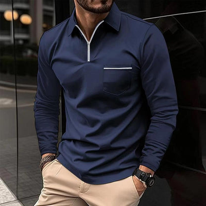 Polo Uomo Manica Lunga con Chiusura a Zip
