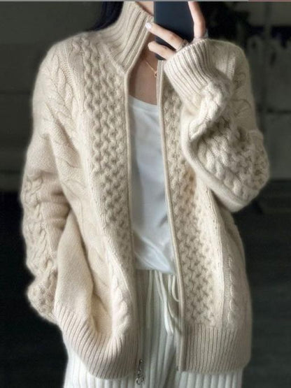 Cardigan Donna in Cashmere Maglia Spessa Collo Alto - Brentozzi
