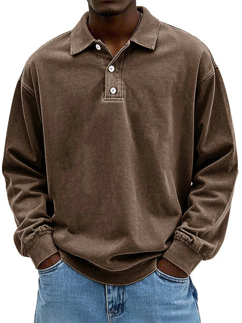 Maglione Uomo Manica Lunga Colletto Classico con Bottoni