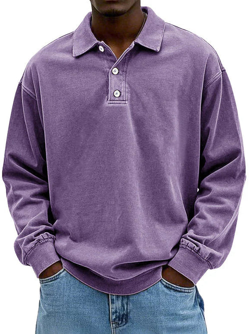 Maglione Uomo Manica Lunga Colletto Classico con Bottoni