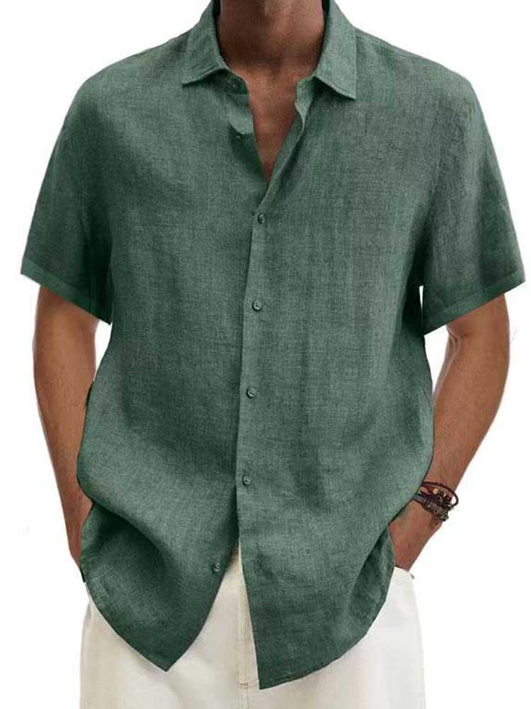 Camicia Uomo Lino Manica Corta Casual - Brentozzi