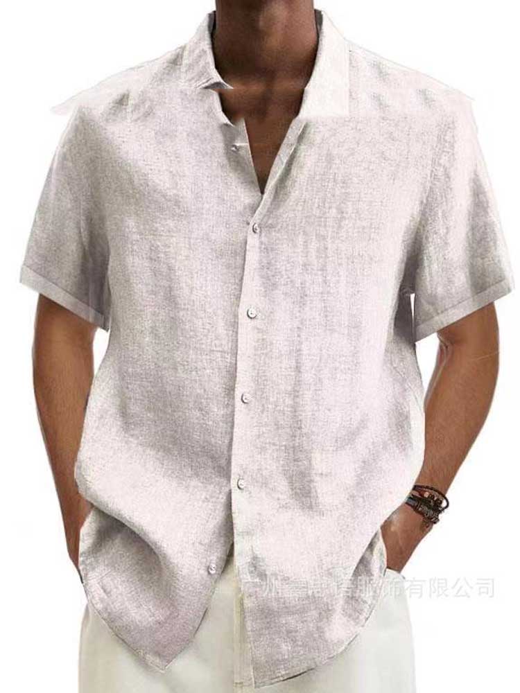 Camicia Uomo Lino Manica Corta Casual