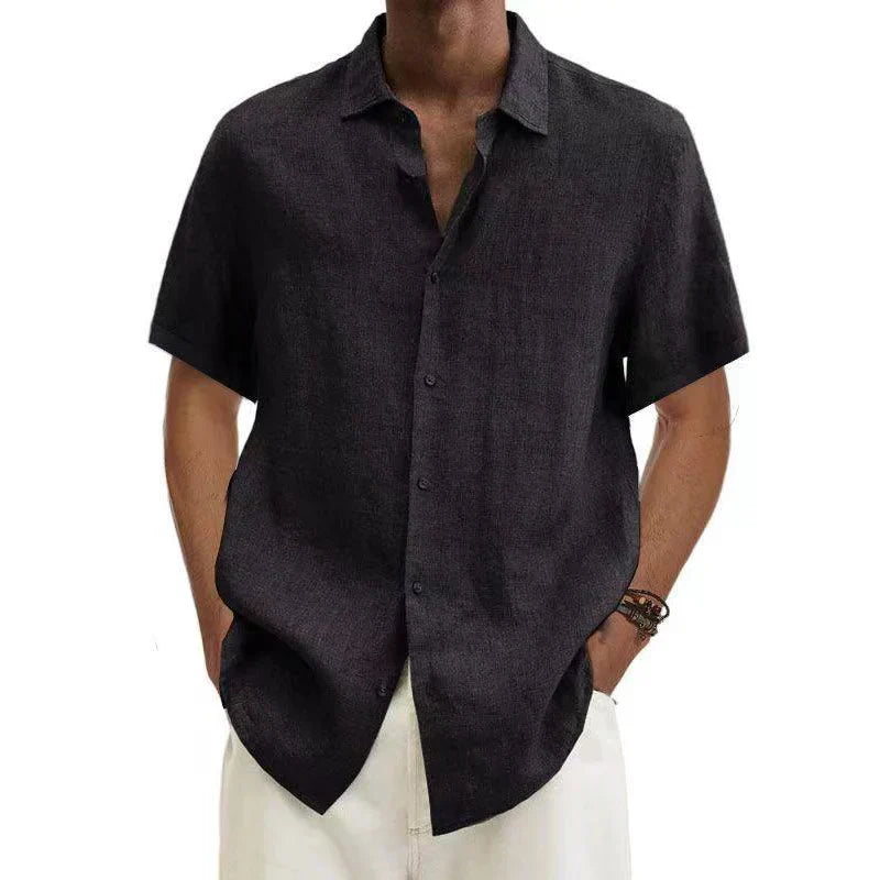 Camicia Uomo Lino Manica Corta Casual