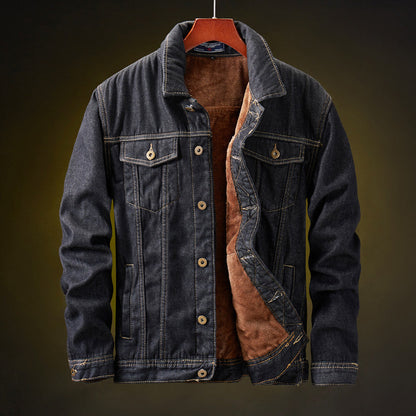 Giacca Denim Uomo con Fodera Sherpa Calda e Casual