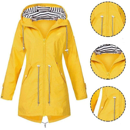 Giacca Antipioggia Donna con Cappuccio Impermeabile Outdoor
