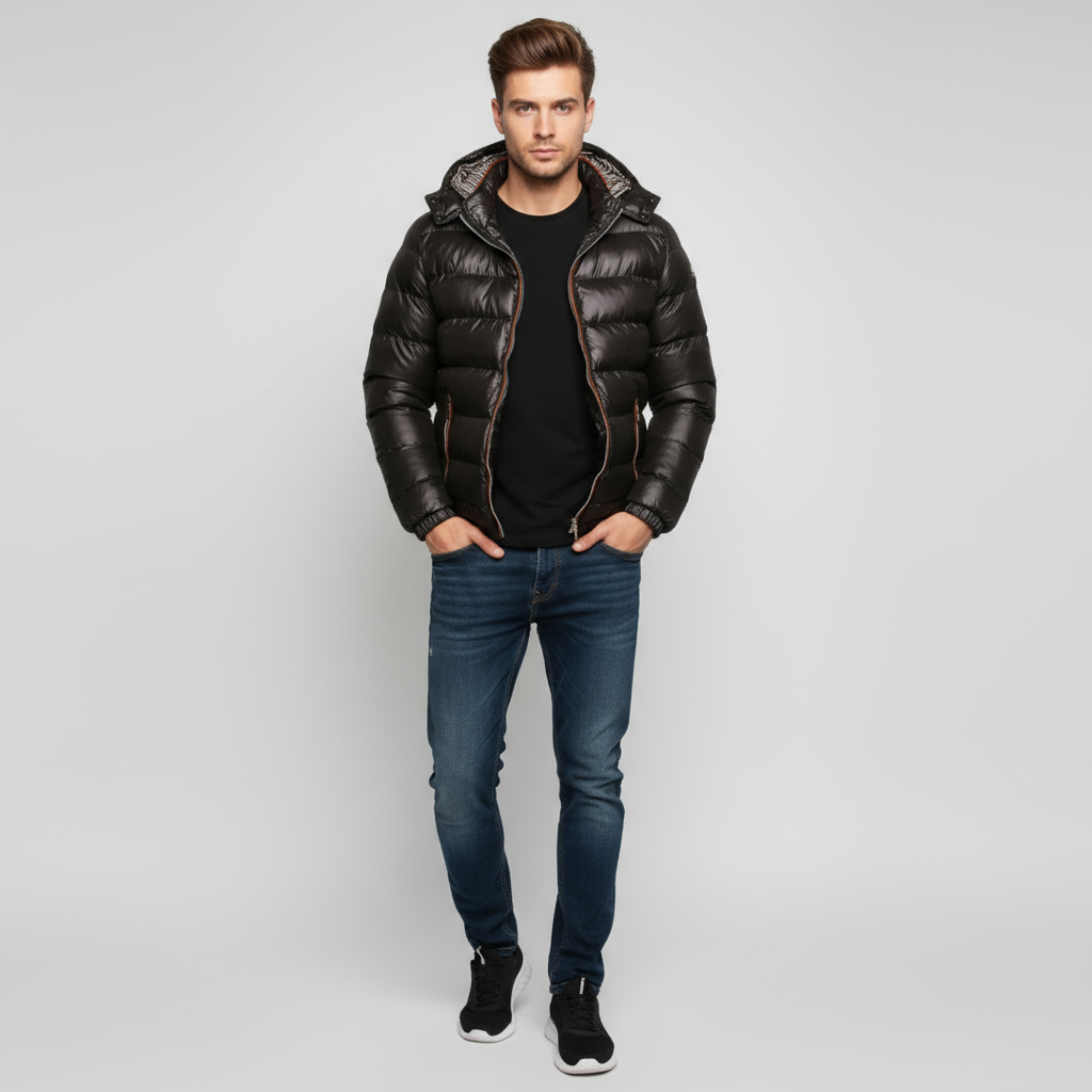 Cappotto Uomo Imbottito con Cappuccio e Vestibilità Slim - Brentozzi