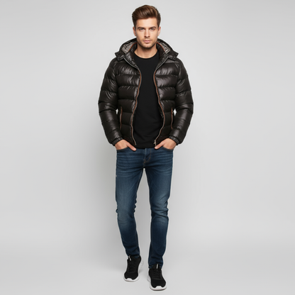 Cappotto Uomo Imbottito con Cappuccio e Vestibilità Slim - Brentozzi