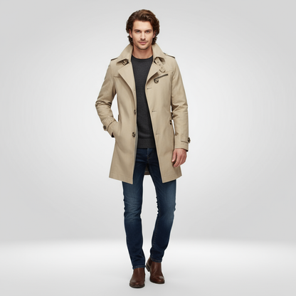 Trench Coat Uomo Classico Lunghezza Media Taglio Strutturato - Brentozzi
