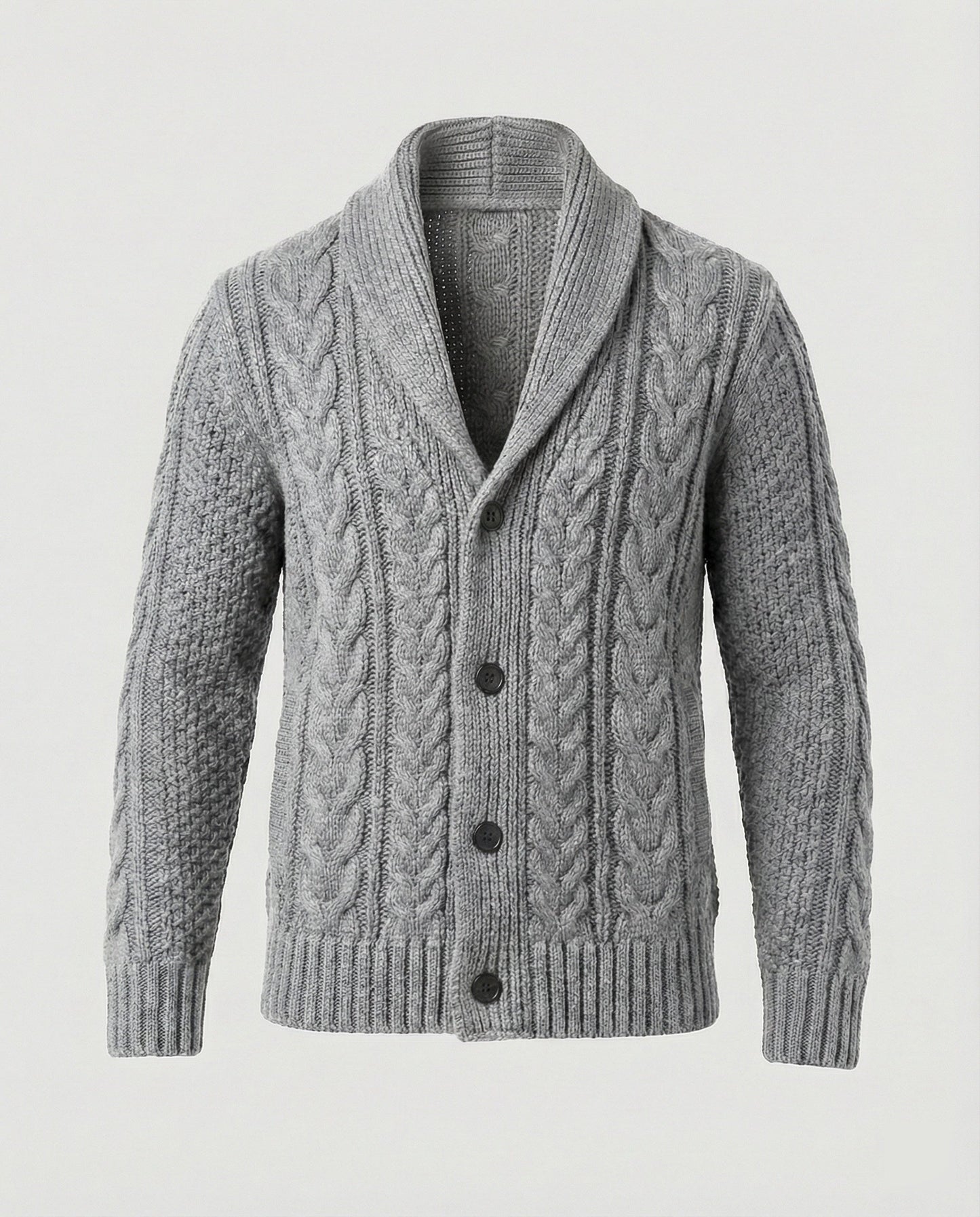 Cardigan Uomo Maglia Lavorata a Treccia Caldo
