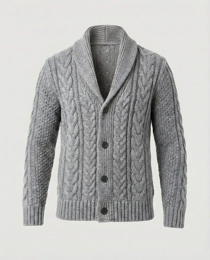 Cardigan Uomo Maglia Lavorata a Treccia Caldo
