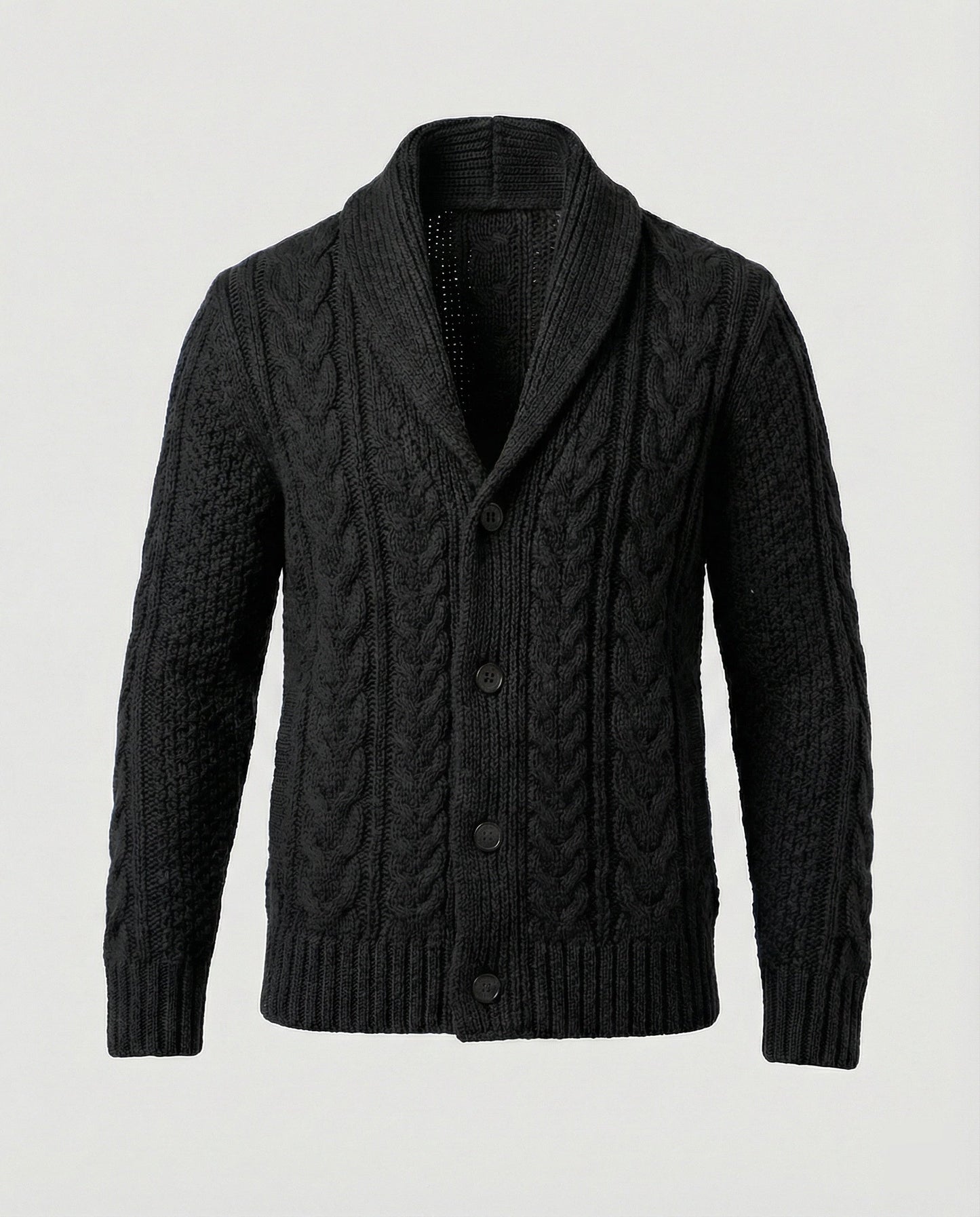 Cardigan Uomo Maglia Lavorata a Treccia Caldo
