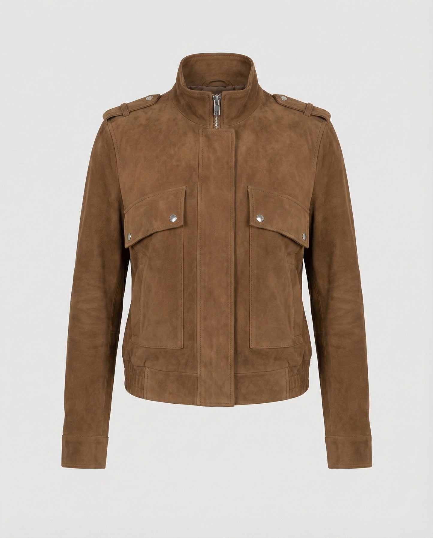 Giacca Bomber Donna in Pelle Scamosciata Casual - Brentozzi