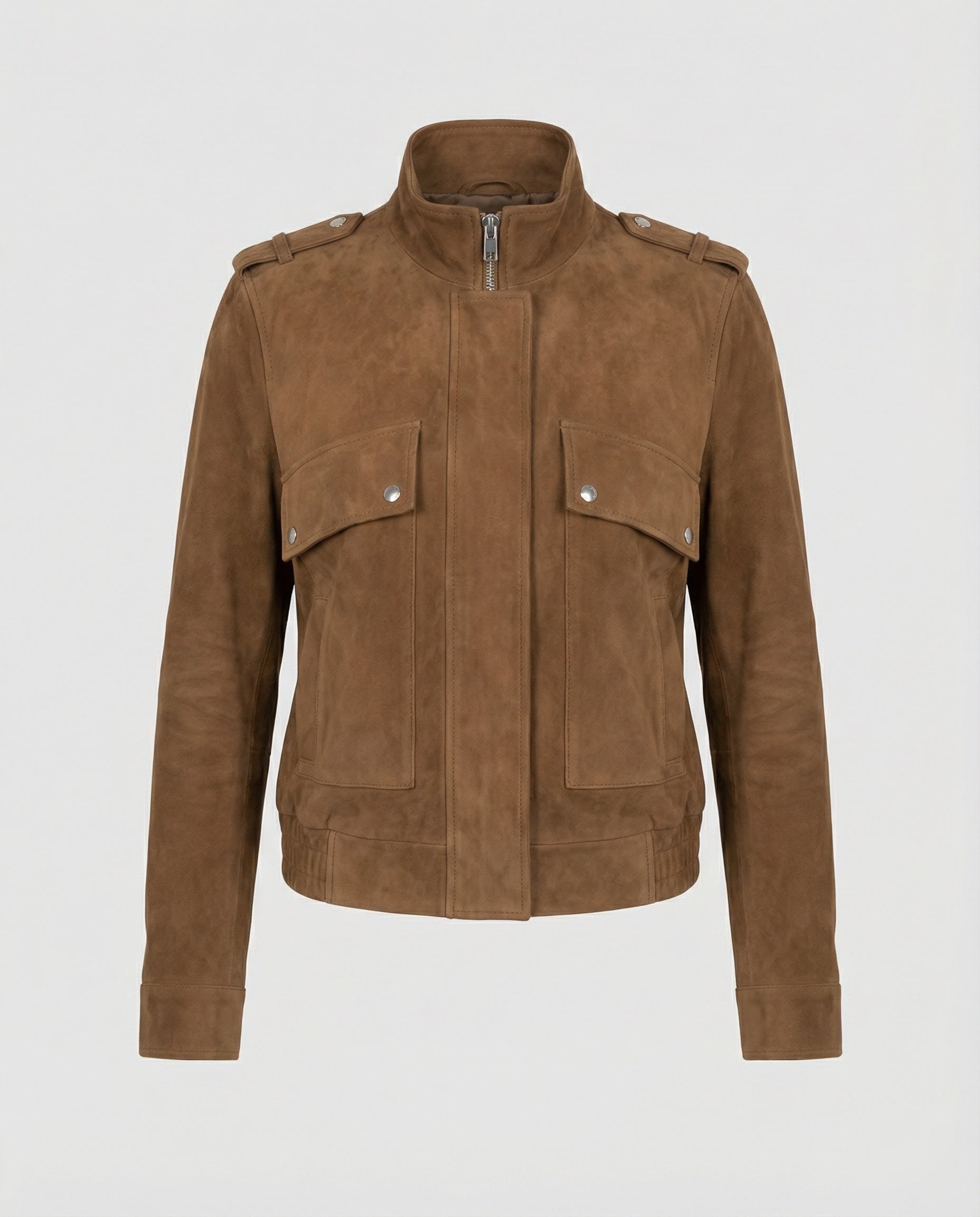 Giacca Bomber Donna in Pelle Scamosciata Casual - Brentozzi