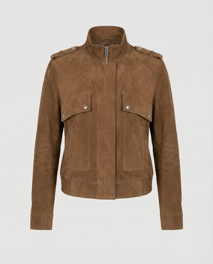 Giacca Bomber Donna in Pelle Scamosciata Casual - Brentozzi